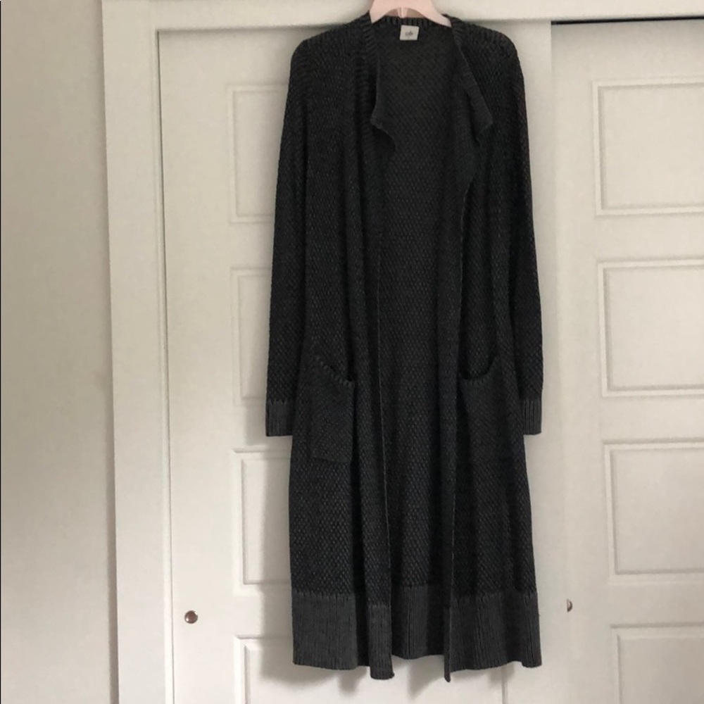 Charcoal gray CAbi duster cardigan